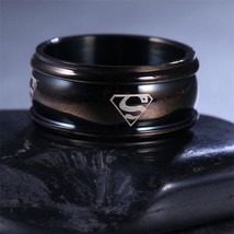 10mm Black Stainless Steel Superman Ring Size 7 (7) - £3.51 GBP