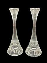Mikasa Crystal Park Lane Candle Stick Holders 8” Tall Set Of 2 - £22.16 GBP