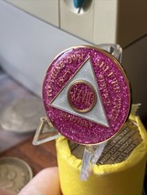 27 Year AA Medallion Pink Glitter Sobriety Chip - £15.02 GBP