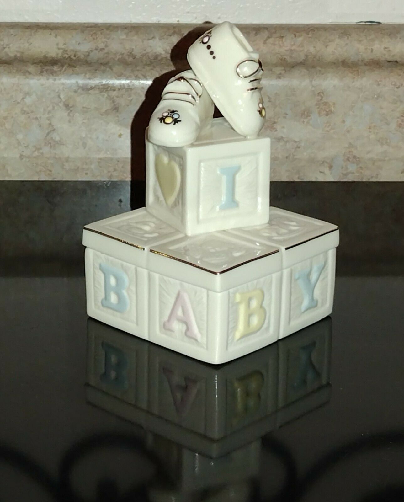 Lenox Precious Steps Box Baby Blocks Trinket Box w/ Original Presentation Box - $34.64