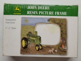 John Deere Resin Picture Frame Handpainted Farm Scene 2&quot; x 3&quot; Damaged Box - $9.89