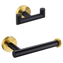 Round Double Towel Hook Bundle With Toilet Paper Holder (Black &amp; Gold) - $47.99