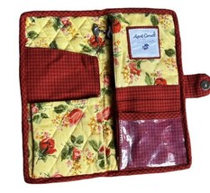 April Cornell For Silvestri Quilted Fabric Passport ID Wallet Cabbage Rose - £14.86 GBP