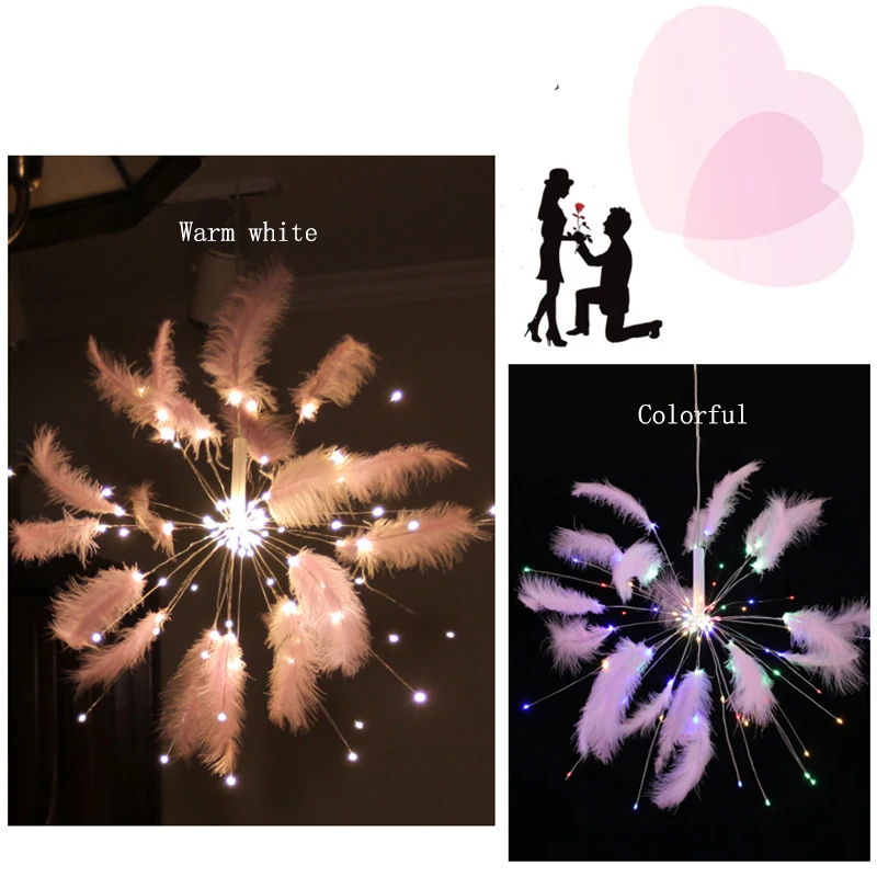 Feather USB Light Decor LED Fireworks Lights Remote Twinkle Fairy Lights Bloomin - £152.95 GBP