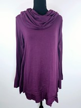 Soft Surroundings Women Sweater Top S Purple Knit Cowl Neck Pullover Lon... - $24.14