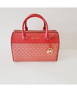 Michael Kors Travel Medium Duffle Satchel MK Logo Handbag Crossbody Bright Red - $137.16