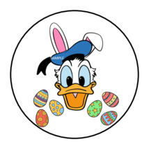 30 DONALD DUCK EASTER ENVELOPE SEALS STICKERS LABELS TAGS 1.5&quot; ROUND CUSTOM - £6.31 GBP