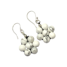 White Howlite Gemstone 8 mm Round Beads 1.80&quot; beads Earring BE-17 - £6.88 GBP