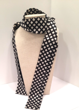 1950s Vintage Silk Scarf Neckerchief Black and White Measures 43&quot; long b... - $23.28