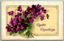 Violet Flower Bouquet Easter Greetings Embossed 1911 DB Postcard F8 - $5.31