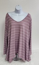 JUST BE Women&#39;s Plus Size 2X Lilac Stretch T-Shirt Top Curved V-Neck  #5... - $9.87