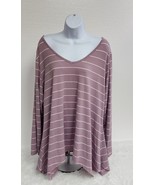 JUST BE Women&#39;s Plus Size 2X Lilac Stretch T-Shirt Top Curved V-Neck  #5... - £7.90 GBP