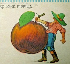 Vintage Postcard Farmer And Giant Apple Pippins Barton Spooner 133 Farmville VA - £11.97 GBP