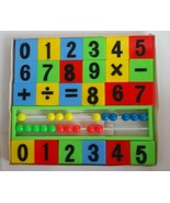 Plastic Number Blocks Arithmetic Set Larami Toy Abacus 1960&#39;s New in Box - $39.55