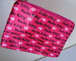 Hello Kitty Sanrio Small Makeup Bag Clutch Pink Logo Flowers Zipper Red Pink - £6.92 GBP