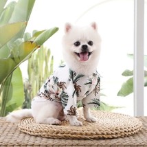 Small Pet Dog Cat - Hawaiian Style Printed T Shirts Clothes - White Coconut Tree - £7.90 GBP