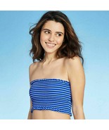 Xhilaration Juniors&#39; Smocked Bandeau Bikini Top, Blue Stripe, Size XS (0... - $170.87 MXN