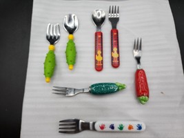 Kids Toddler Sesame Street Utensils Stainless Baby Forks &amp; Spoons - Lot Of 7 - £11.02 GBP