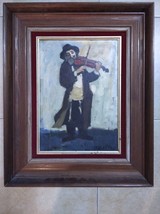 Adolf Adi Adler, Judaica Oil Painting on Canvas, Hassidic Fiddler, 25 x 35 cm - £426.28 GBP