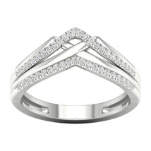 10K White Gold 1/8ct TDW Diamond Contour Wedding Band - £199.83 GBP