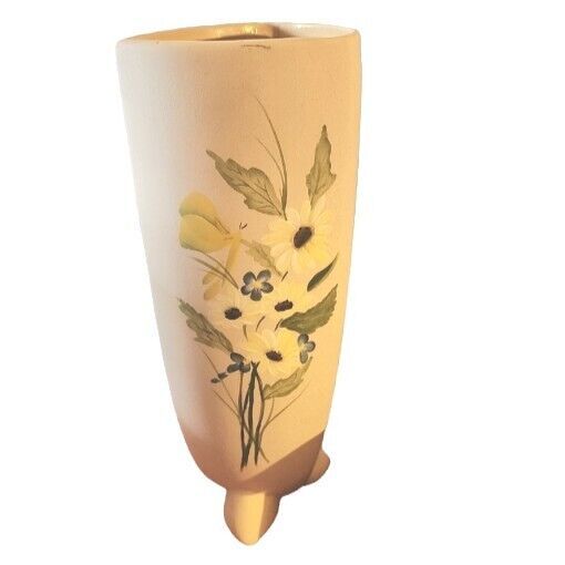 Primary image for Ceramic Handpainted Vase 3 Footed Textured Finished Signed Contemporary MCM