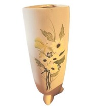 Ceramic Handpainted Vase 3 Footed Textured Finished Signed Contemporary MCM - $52.24