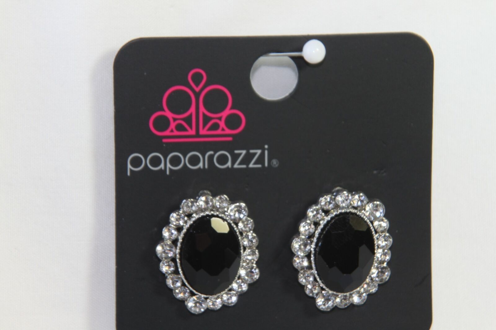 Primary image for Paparazzi Earrings (new) HOLD COURT - BLACK - OVAL SHAPED - POST EARRING