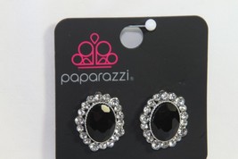 Paparazzi Earrings (new) HOLD COURT - BLACK - OVAL SHAPED - POST EARRING - £6.77 GBP