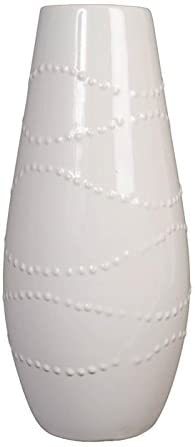 Hosley 12 Inch High White Textured Ceramic Vase Ideal Gift For Weddings Party - $39.99