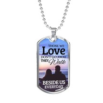Memorial Necklace Beside Us Stainless Steel or 18k Gold Dog Tag 24&quot; Chain - £37.92 GBP+