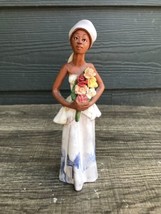 Creole Jamaican Woman 6.5&quot; Sculpture Figurine Red Clay Pottery Glazed Si... - $27.08