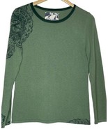 Title Nine Sweater Womens Size Small Green Wool Blend Knit Floral Lightw... - £15.19 GBP