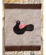 Vtg American Wool Weave Rug - Fringe - Native - Handmade - Bird - 14x18&quot; - €36,55 EUR