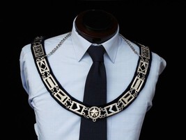 Blue Lodge Silver Masonic Freemason Officers Collar (For All Offices!) - £159.83 GBP