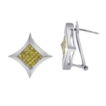 0.70 Ct. tw. Yellow Diamond Rhombus Earrings 14K White Gold - £690.05 GBP