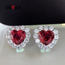 100% 925 Sterling Silver 8*8Ruby High Carbon Diamond Stud Earrings For Women Spa - £39.35 GBP