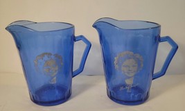 2 Shirley Temple Small Pitchers Cobalt Blue 1930's image 2