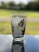 1 Vintage 1960 Libbey Frosted Gold Leaf 8oz Drinking Glass Juice Water - $19.58