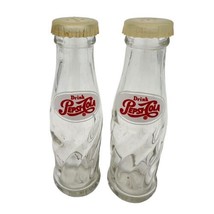 Pepsi Cola Salt and Pepper Shakers Vtg 60s By Brockway Glass Classic Retro Logo - £9.43 GBP