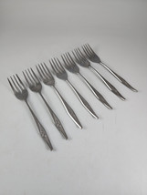 Creative Manor Spritely Rose Stainless Salad Forks Qty 7 Vtg MCM Japan - £20.34 GBP