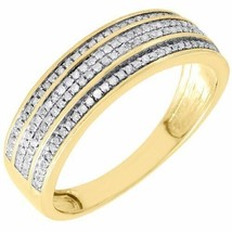 14K Yellow Gold Fn Mens Round Diamond Wedding Band 10mm Miracle Set Ring 0.65 CT - £52.50 GBP