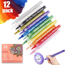 12 Colors Acrylic Paint Markers Pens For Rock Painting,Canvas,Photo Albu... - £28.20 GBP