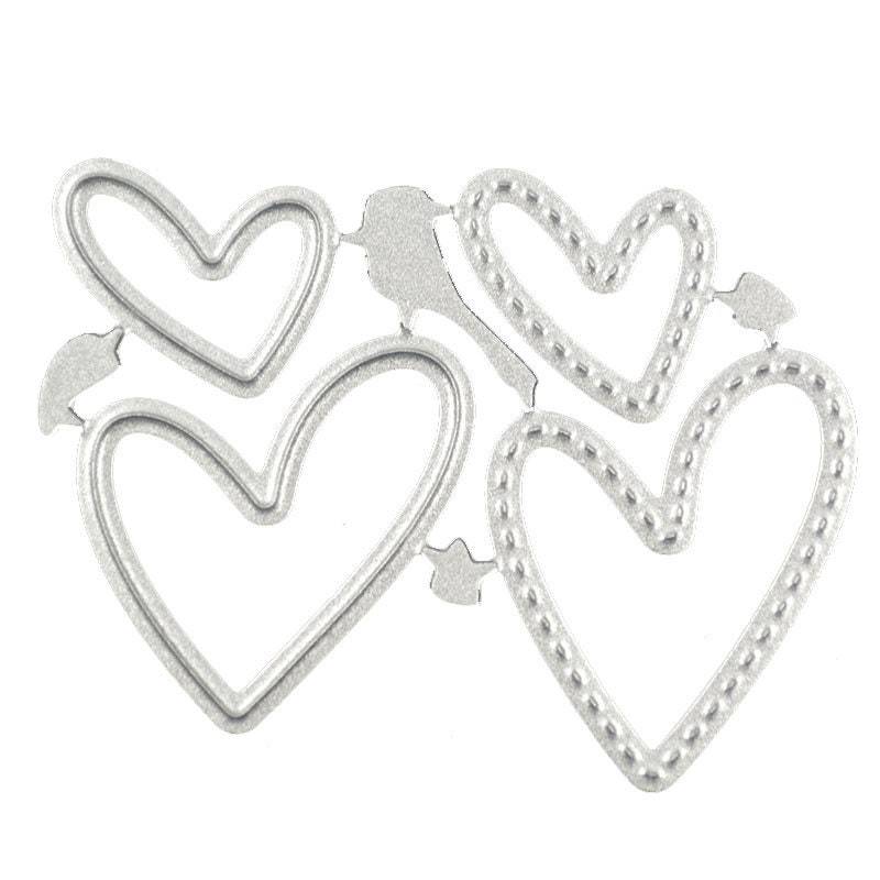4 mini stitched hearts Metal Cutting Dies Stencils Embossing Card Scrapb... - $3.99