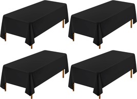 4 Pack Black Tablecloth 60 x 102 Inch Rectangle Black Table Clothes for 6 Foot T - £44.79 GBP