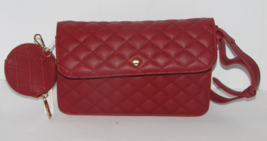 Mali + Lili Crossbody Red Quilted Crossbody Vegan Leather Bag W/ Coin Purse NEW - £18.82 GBP