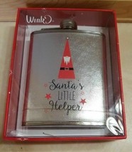 NIB Christmas Metal 7 oz Hip Flask &quot;Santa&#39;s Little Helper&quot; by Wink FREE SHIPPING - £12.65 GBP
