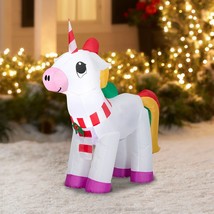 Holiday Time Christmas Unicorn Inflatable 3.5 Feet Yard Decor Lights Up - £31.65 GBP