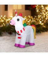 Holiday Time Christmas Unicorn Inflatable 3.5 Feet Yard Decor Lights Up - $54.58 CAD