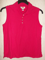 Excellent Womens Talbots Sleeveless Bright Pink Polo Shirt Size M - £18.37 GBP