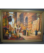 Original Oil on Canvas inside the carpet market Painting Ali Mousssa 2002 - $342.63 CAD